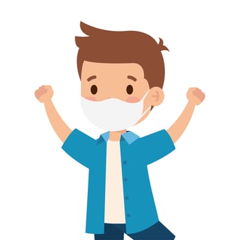 cute boy wearing medical mask to prevent coronavirus covid 19 on white background vector