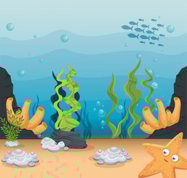 xxx and wild marine animals in ocean, sea world dwellers, cute underwater creatures, undersea fauna of tropic vector