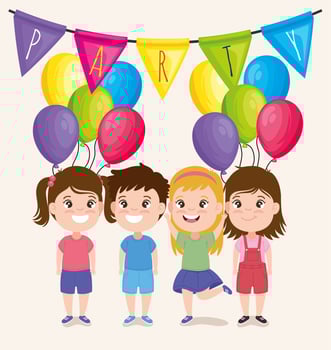 cute kids happy in party vector