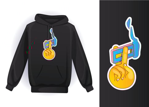 T-shirt design mockup, Mobile addiction icon vector design template