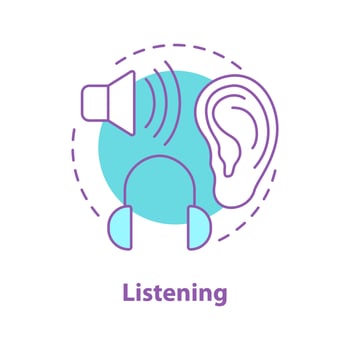 Listening concept icon. Auditory perception idea thin line illustration. Hearing. Listening to music. Vector isolated outline drawing