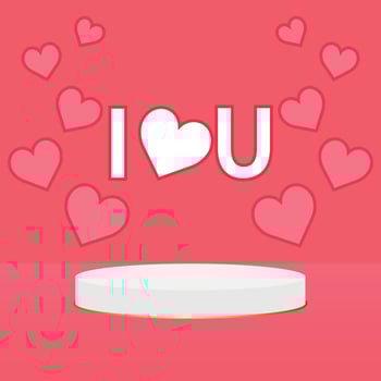 Valentines day mock up with podium Premium Vector