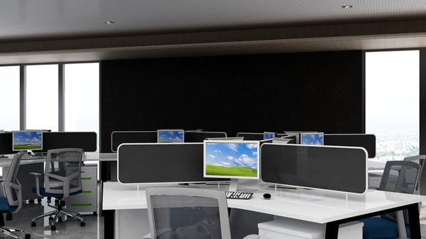 3D Render Realistic Office Workspace Modern Minimalist mockup photo