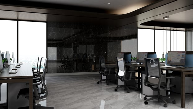 3D Render Realistic Office Workspace Modern Minimalist mockup photo