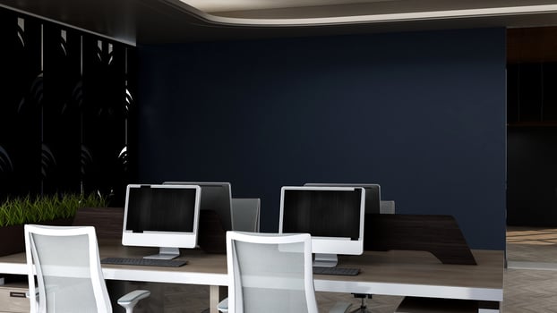 3D Render office design - manager room interior wall mockup photo
