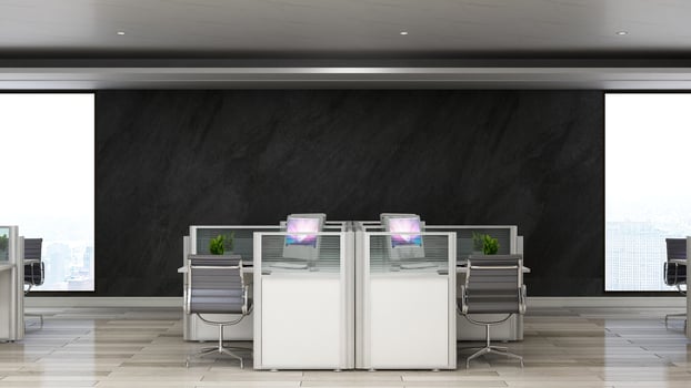 3D Render Realistic Office Workspace Modern Minimalist mockup photo