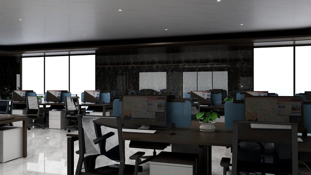 3D Render Realistic Office Workspace Modern Minimalist mockup photo