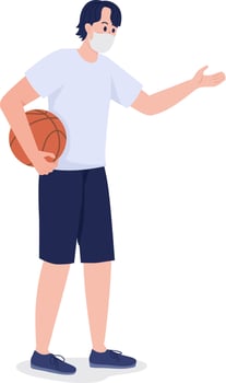 Student in gym class clothes semi flat color vector character