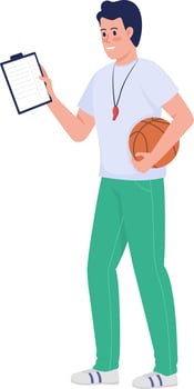 School coach semi flat color vector character
