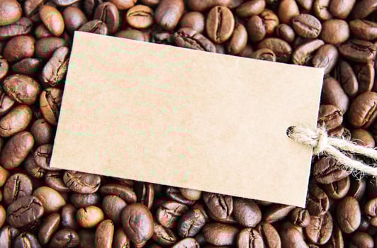 Coffee beans and price tag photo