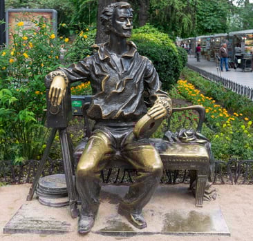 Yalta, Crimea - may 31, 2016 -A monument to Alexander Khanzhonkov, - famous russian filmmaker. photo