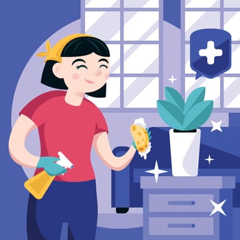 Character Focused Spring Cleaning vector