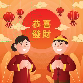 Boy And Girl Celebrate Chinese New Year vector
