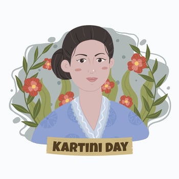 Woman in a Kebaya Celebrates Kartini Day vector
