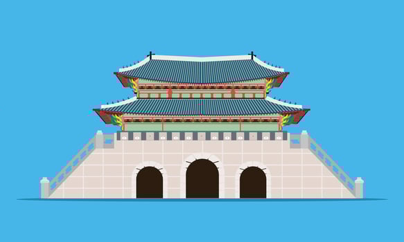 back gwanghwamun gate gyeongbokgung palace in seoul south korea vector illustration eps10