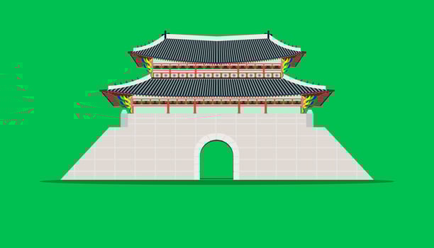 sungnyemun gate changedoekgung palace in seoul south korea vector illustration eps10