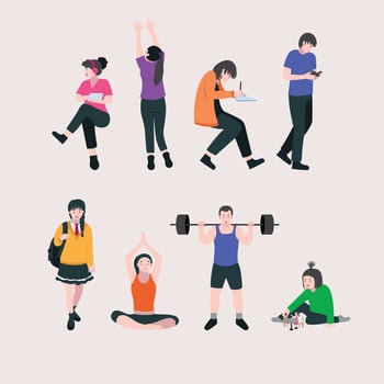 Set Bussines Character Daily Illustration vector