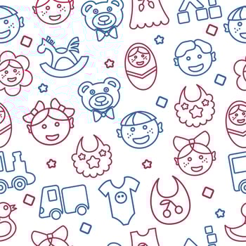 Children's drawings vector seamless pattern