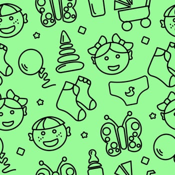 Children's drawings vector seamless pattern