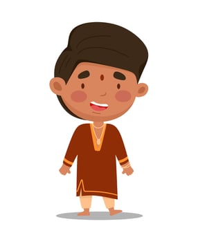 Indian man is cute and funny. Vector illustration in a flat cartoon style