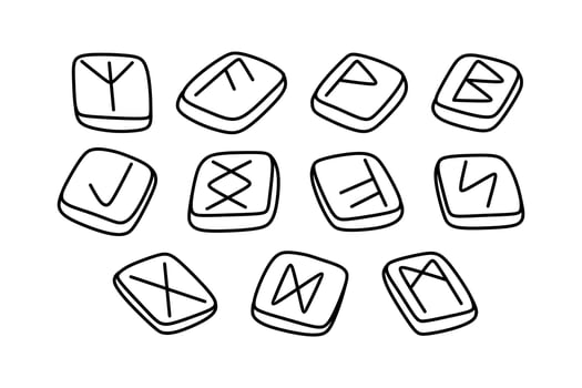 Runes. Magical symbols doodles esoteric boho mystical hand - drawn elements stone crystals . Magical vector elements