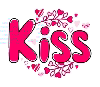 Illustration of a kiss in the style of lettering. world kiss day. Banner for websites, apps, T-shirts, mugs, and printing. vector