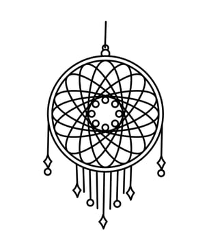 Dreamcatcher. Magical symbols doodles esoteric boho mystical hand - drawn elements stone crystals . Magical vector elements