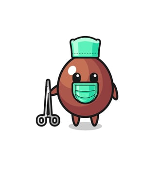 surgeon chocolate egg mascot character vector