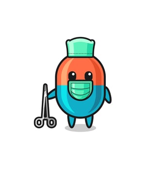 surgeon capsule mascot character vector