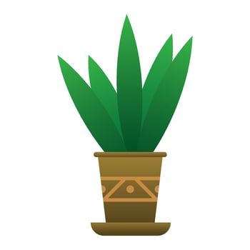 Plants in the pot.Brown flower pot with a pattern.Interior decoration.House decoration.Vector illustration vector