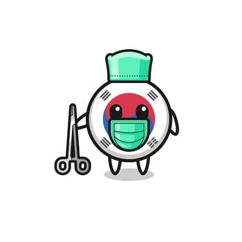 surgeon south korea flag mascot character vector