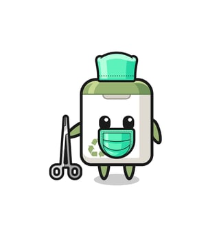 surgeon trash can mascot character vector