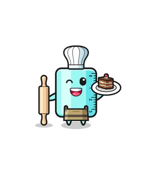 ruler as pastry chef mascot hold rolling pin vector