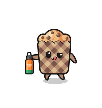 cute muffin holding mosquito repellent vector