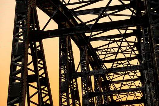 iron railway bridge in the evening, Thailand photo