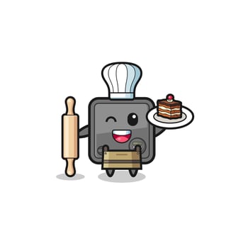 safe box as pastry chef mascot hold rolling pin vector