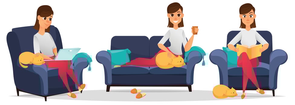 Woman at home. Set. vector