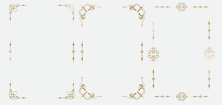 vintage ornament frame elements as wedding invitations, certificates and documents design vector