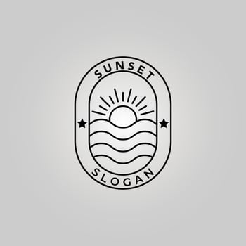 sunset line art icon logo  vector minimalist illustration design