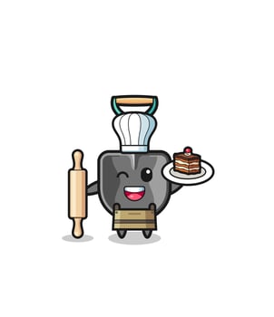 shovel as pastry chef mascot hold rolling pin vector