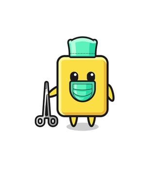 surgeon yellow card mascot character vector