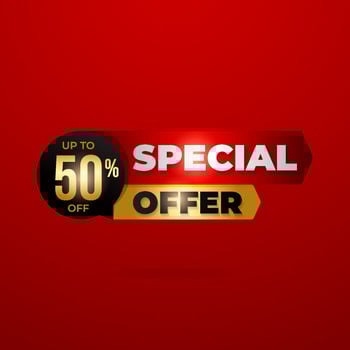Special offer sale banner vector besign, discount label and sticker for media promotion product
