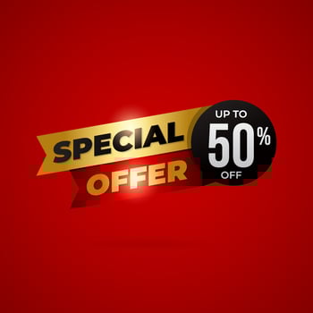 Special offer sale banner vector besign, discount label and sticker for media promotion product
