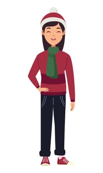 woman wearing winter clothes vector