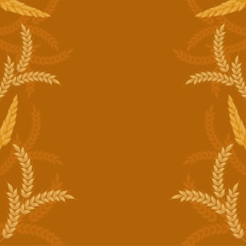 wheat spikes border frame vector