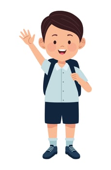 little schoolboy waving vector