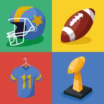 four american football icons vector