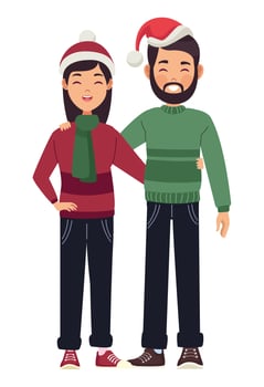 couple wearing winter clothes vector