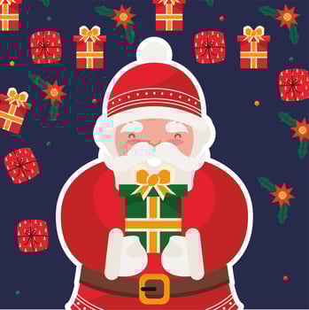 santa claus with gift vector