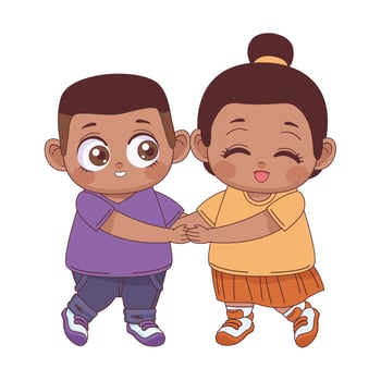 little afro lovers couple vector
